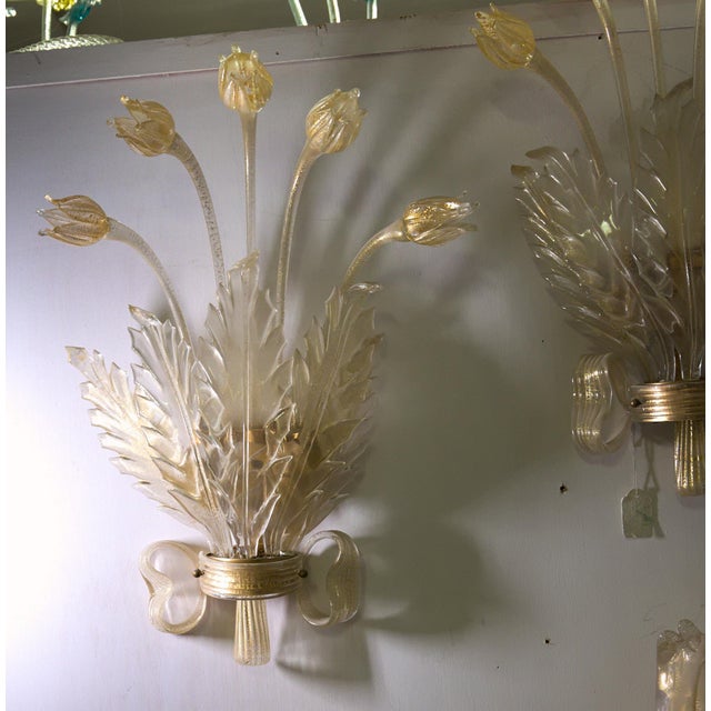 Vintage Lamps in Murano Glass with Gold Leaf, 1930s, Set of 2 For Sale - Image 4 of 18