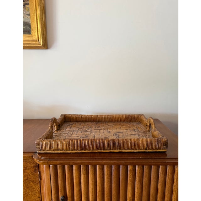 Hollywood Regency Wicker Tray, Vivai Del Sud Italy Ca. 1970 For Sale - Image 11 of 11