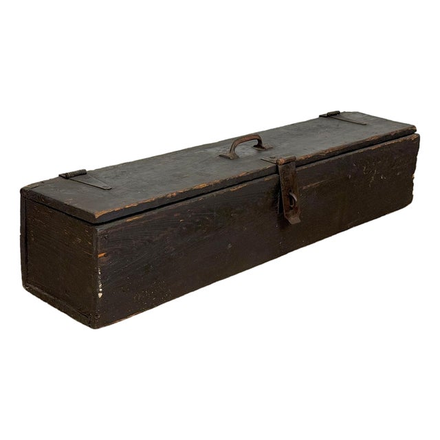 Antique 29" Farmhouse Wood Machinist Chest Tool Storage Box For Sale
