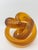 Signed Amber & Cognac Art Glass Infinity Knot Sculpture, Serpentine Texture For Sale - Image 12 of 17