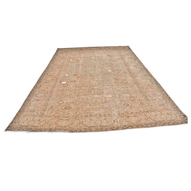 Art Deco 1930s Distressed Persian Malayer Wool 9x13 Beige, Taupe & Black Handmade Area Rug #1140267 For Sale - Image 3 of 7
