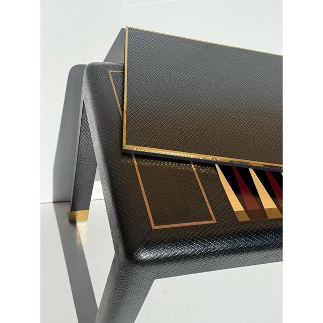 1980s 1980s Embossed Leather Game Table or Desk For Sale - Image 5 of 12