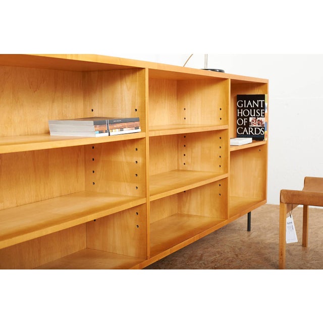 Shelf with Black Steel Legs and Birch Veneered Body For Sale - Image 5 of 15