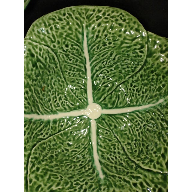 Boho Chic Vintage Portuguese Green Cabbage Serving Bowls - a Pair For Sale - Image 3 of 5