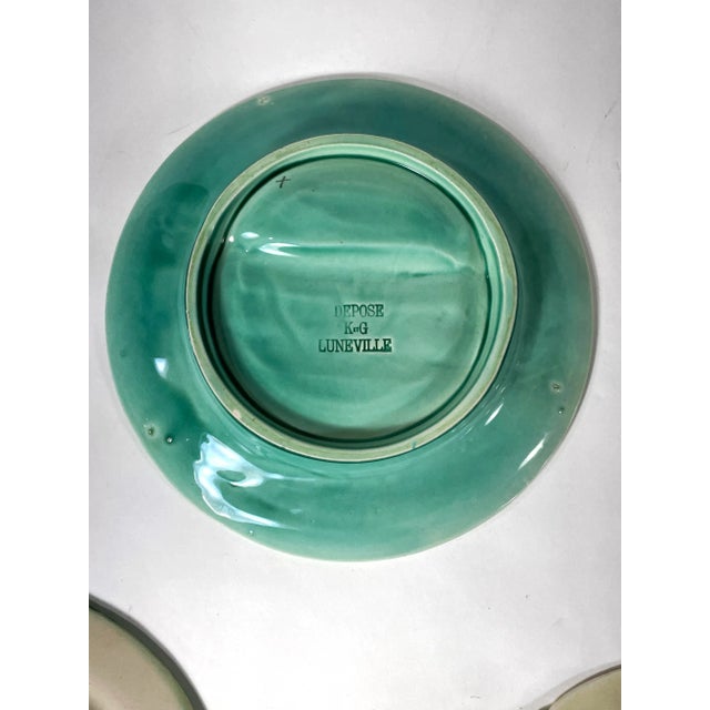 Mint Antique French Asparagus Wall Plates - Gallery Wall - Set of 5 - Including Longchamp & Onnaing For Sale - Image 8 of 12