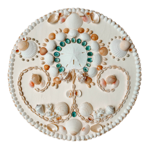 White Circle Seashell Wall Panel 18.5” - Coastal Elegance Wall Art