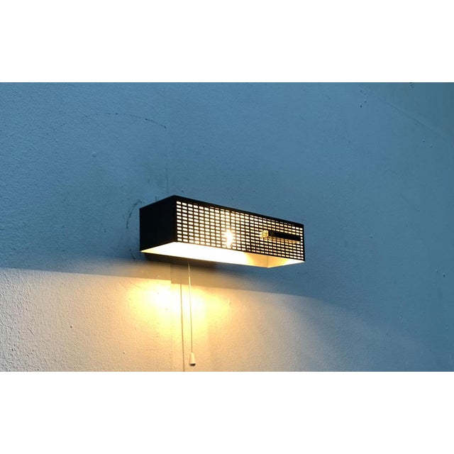 Black Mid-Century German Minimalist Perforated Wall Lamp, 1960s For Sale - Image 8 of 18
