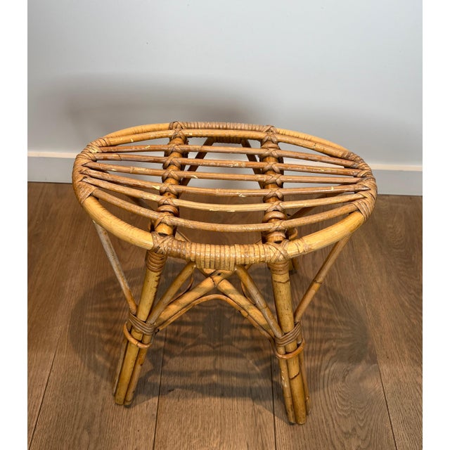 1970s Rattan stool. French work, circa 1970. For Sale - Image 5 of 12