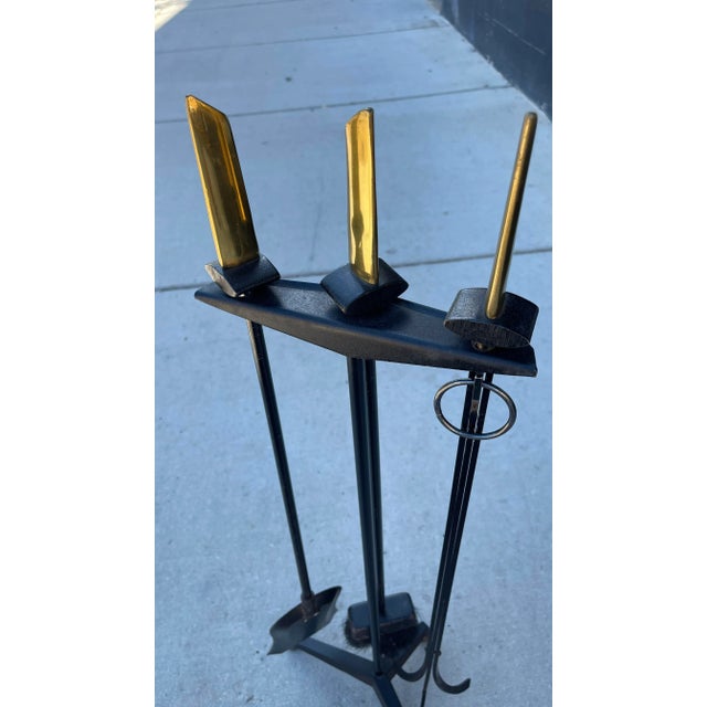 Vintage Mid Century Modernist Donald Deskey Fireplace Tool Set, 4 Pieces For Sale In Chicago - Image 6 of 11