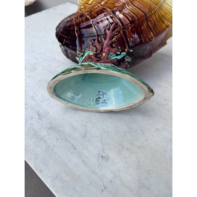 Ceramic Large Majolica Shell Vase Nautilus Choisy Le Roi, Circa 1890 For Sale - Image 7 of 7