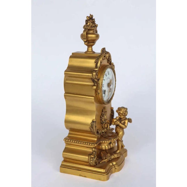 Bronze 19th-Century French Bronze Doré Mantel Clock With Cherub, Signed G. Fabre, Paris For Sale - Image 8 of 11