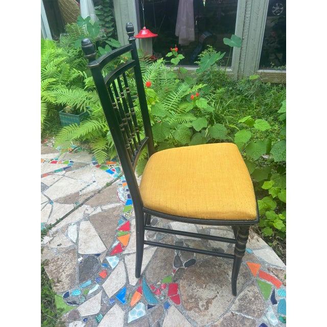 1960s 1960s Vintage Ebonized Black and Gold Regency Side Chair by Tell City Chair Company For Sale - Image 5 of 13