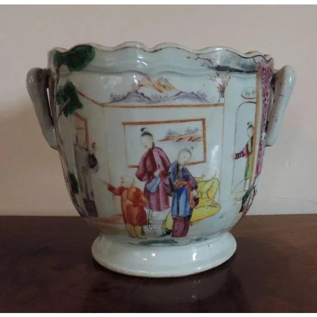 18th Century 1760 Chinese Export Porcelain Famille Rose Palette Wine Cooler Cachepot Vase Planter For Sale - Image 5 of 11