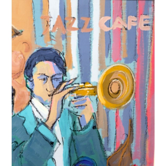 Large (48*55in) acrylic on canvas of the renown Russian/Israeli painter in art deco style. Framed and signed