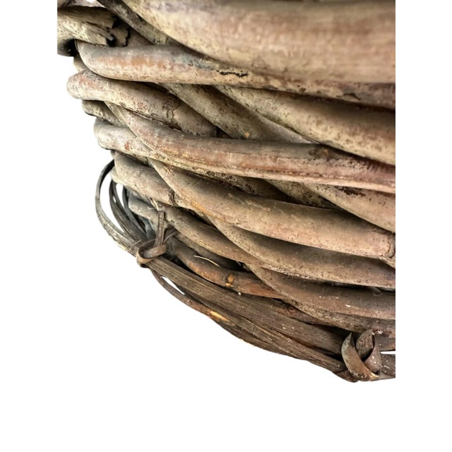 Early 20th Century Large Handwoven Rattan Reed Basket Bi Cone For Sale - Image 5 of 12