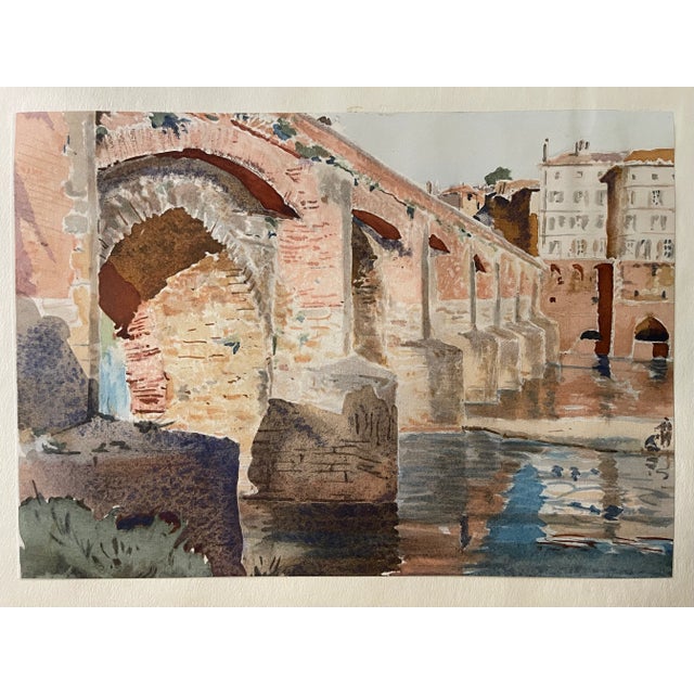 Late 20th Century Late 20th Century Robert Vigaud (20th/21st Century) Watercolor Lithographs - Set of 6 For Sale - Image 5 of 7