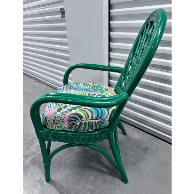 Wood Mid 20th Century Green Bamboo Chairs - A Pair For Sale - Image 7 of 12