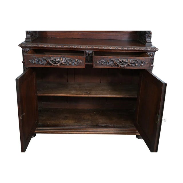 Late 19th Century Large Superb Quality French Antique Heavily Carved Oak Hunt Board For Sale In West Palm - Image 6 of 8