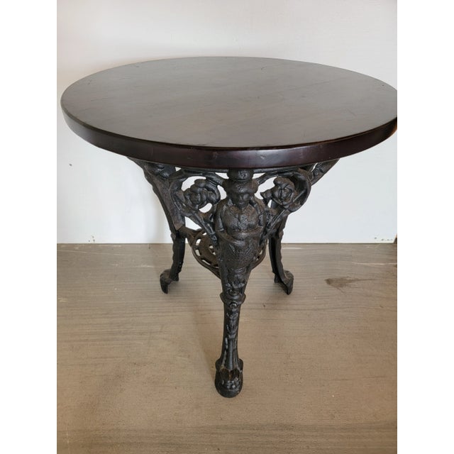 Antique Cast Iron English Pub Table With Thick Wood Top We found these pub tables in southern England. They are both...