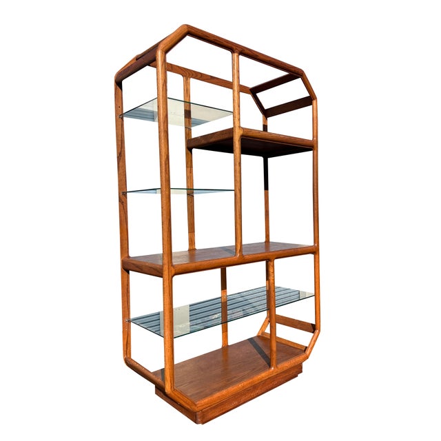Vintage Mid Century Modern Etagere Wall Shelf Unit Free Standing Beautiful design! Quality wood grain. Lots of shelf storage