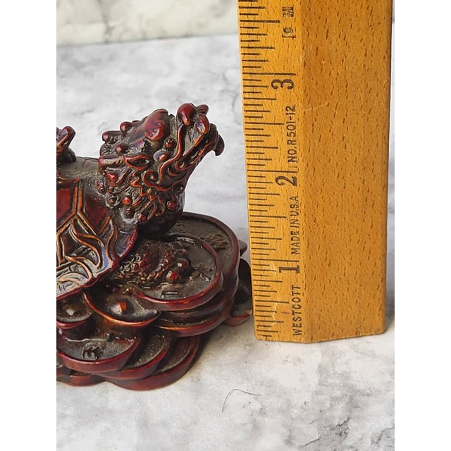 1960s Red Boxwood Japanese Netsuke Dragon and Turtle For Sale - Image 9 of 11