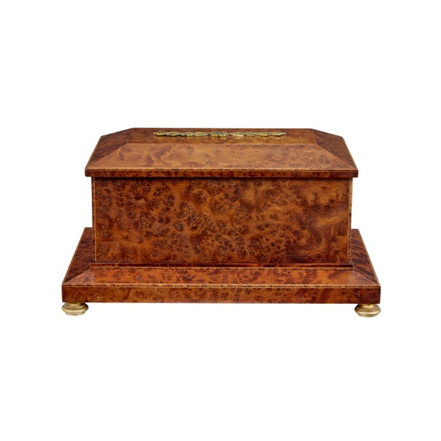 Early 20th Century Burr Yew Desktop Box with Clock, 1920s For Sale - Image 4 of 10