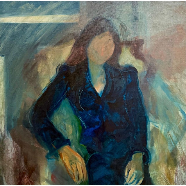 1970s Itamar Siani, Rare Jewish Yemenite Woman Oil Painting Israeli Girl Judaica Itamar Siani, 1979 For Sale - Image 5 of 11