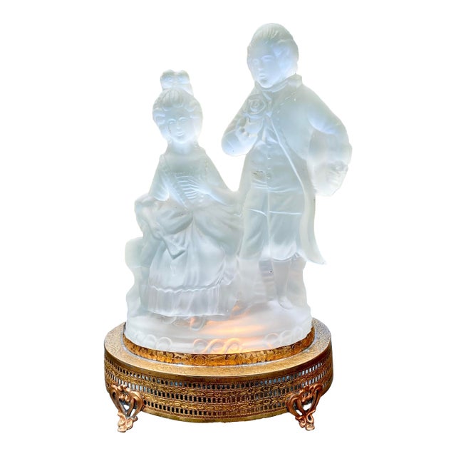 Vintage 1930’s Frosted Glass Figural Vanity Lamp For Sale