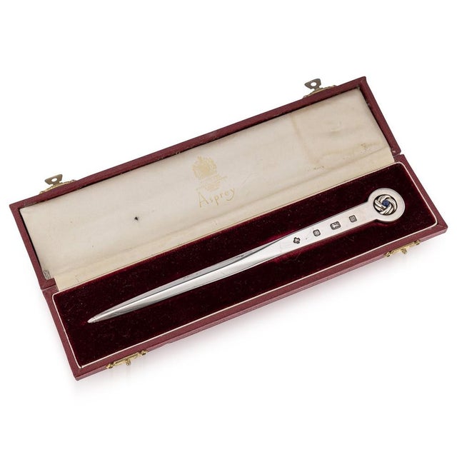 Silver 20th Century British Silver Letter Opener with Case from Asprey & Co, 1996, Set of 2 For Sale - Image 8 of 8