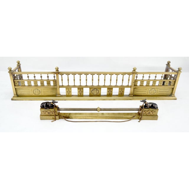 Large Antique Ornate Solid Brass Fireplace Fender Towel Rack c1900s Stunning. Towel Rack is: 3x40x8"h