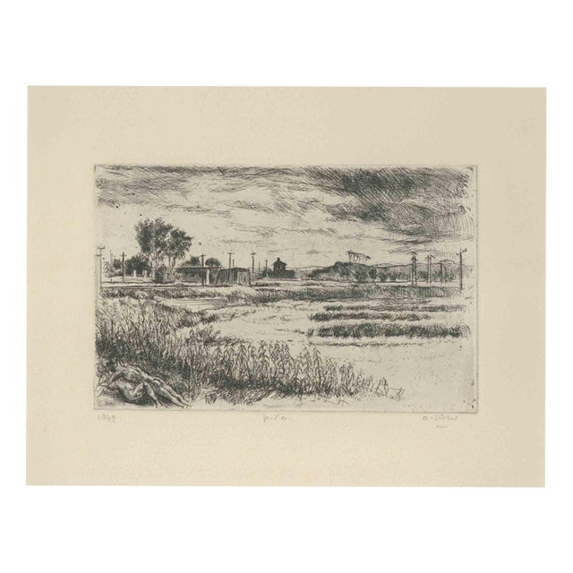 Alberto Ziveri, Landscape, Etching, 1949 For Sale