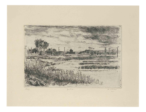 Alberto Ziveri, Landscape, Etching, 1949