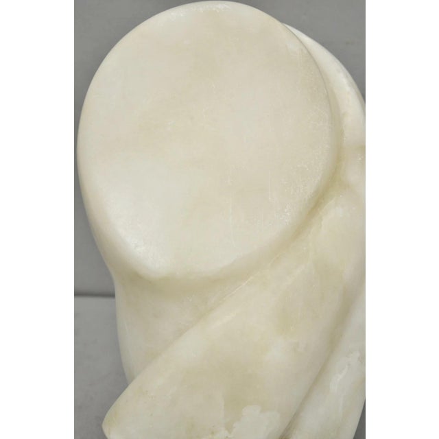 Abstract Vintage Modernist Abstract Carved Alabaster Marble Female Bust Figure Sculpture For Sale - Image 3 of 18
