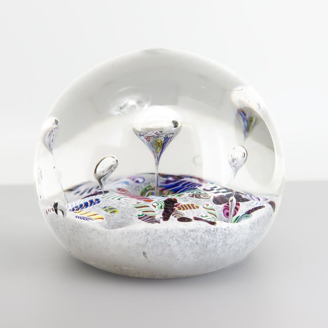 Paul Ysart Attributed Harlequin White Ground/Polychrome Twist Glass Paperweight For Sale - Image 10 of 15