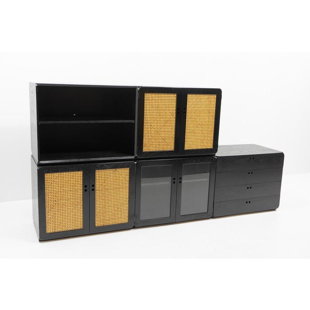 Samara Modular Storage Unit in Black Ash by Derk Jan De Vries, 1970s, Set of 5 For Sale - Image 4 of 13