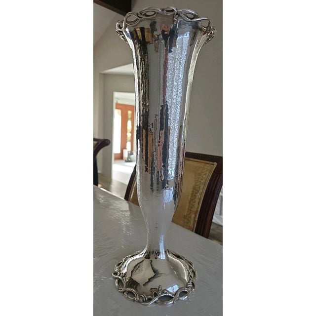 Art Nouveau Monumental 18 Inch Gorham Arts & Crafts Sterling Silver Vase Ca. 1909 For Sale - Image 3 of 6