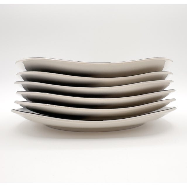 Black Late 20th Century Sango Quadrille Semi-Porcelain Black Lilies #5101 Snack Plates, Made in Korea- Set of 6 For Sale - Image 8 of 12