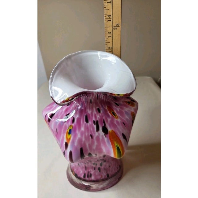 Mid-Century Modern Vintage MCM Murano Style Pink With Black Speckles, Torso Vase For Sale - Image 3 of 6