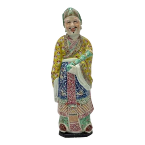 Antique Chinese Famille Rose / Jaune Porcelain Figure - Marked