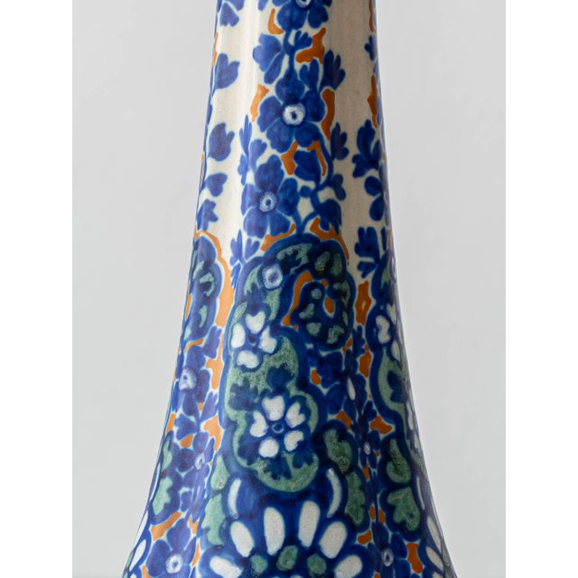 Antique Art Deco Gouda Pottery Table Lamp with New Ochre Linen Shade, 1920s For Sale - Image 18 of 18