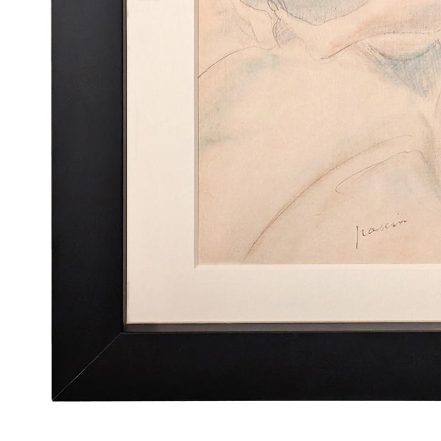 French Expressionist Original Colored Drawing Painting Seated Nude Young Woman by Jules Pascin, 1920 For Sale In Portland, OR - Image 6 of 12