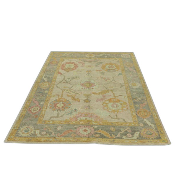 Early 21st Century Early 21st Century Pink Handwoven Turkish Oushak Rug 5' X 6'10" For Sale - Image 5 of 6