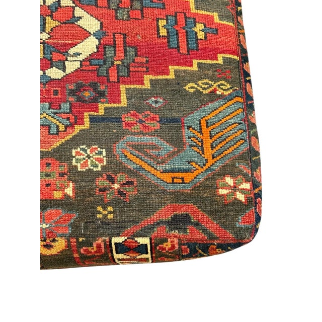 Red Vintage Multi Color Turkish Kilm Ottoman For Sale - Image 8 of 12