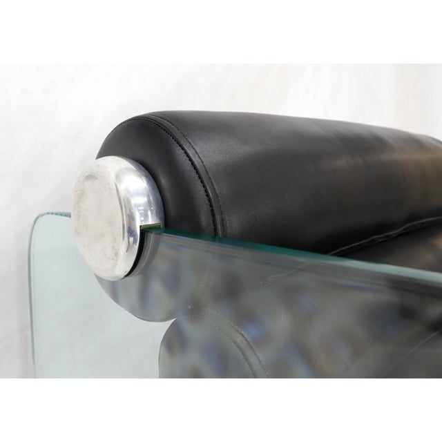 Fabio Lenci Hyaline Chair Lounge Glass Black Leather, 1974 For Sale - Image 6 of 13