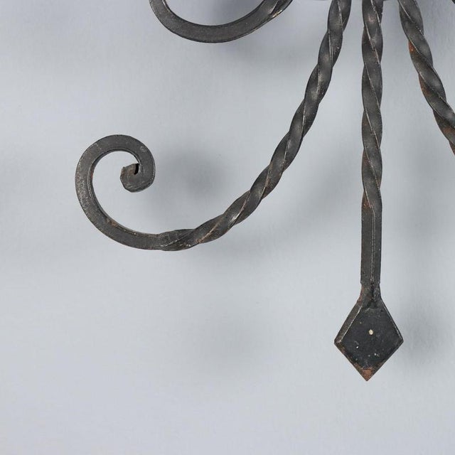 Silver Italian Wall Lamp with Iron Decorations For Sale - Image 8 of 9