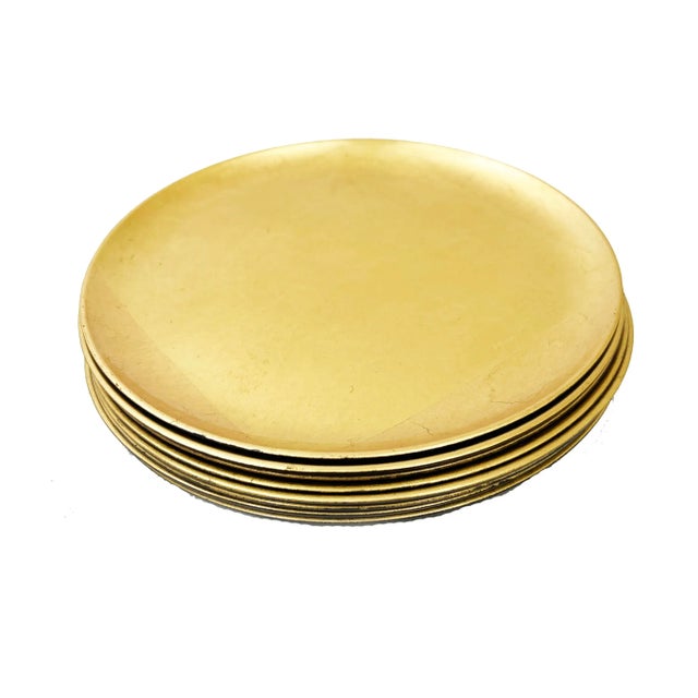 Mid-Century Modern Mid Century Japanese Golden Lacquer Ware Round Plates - Set of 8 For Sale - Image 3 of 3