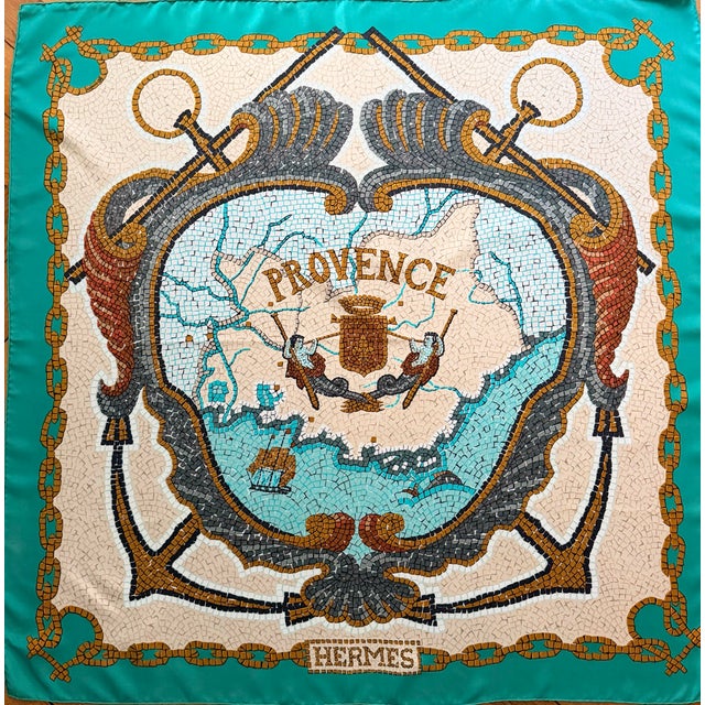 Etruscan Revival 1990s Hermès La Provence 1991 Silk Scarf Designed by Grygkar Hugo For Sale - Image 3 of 12