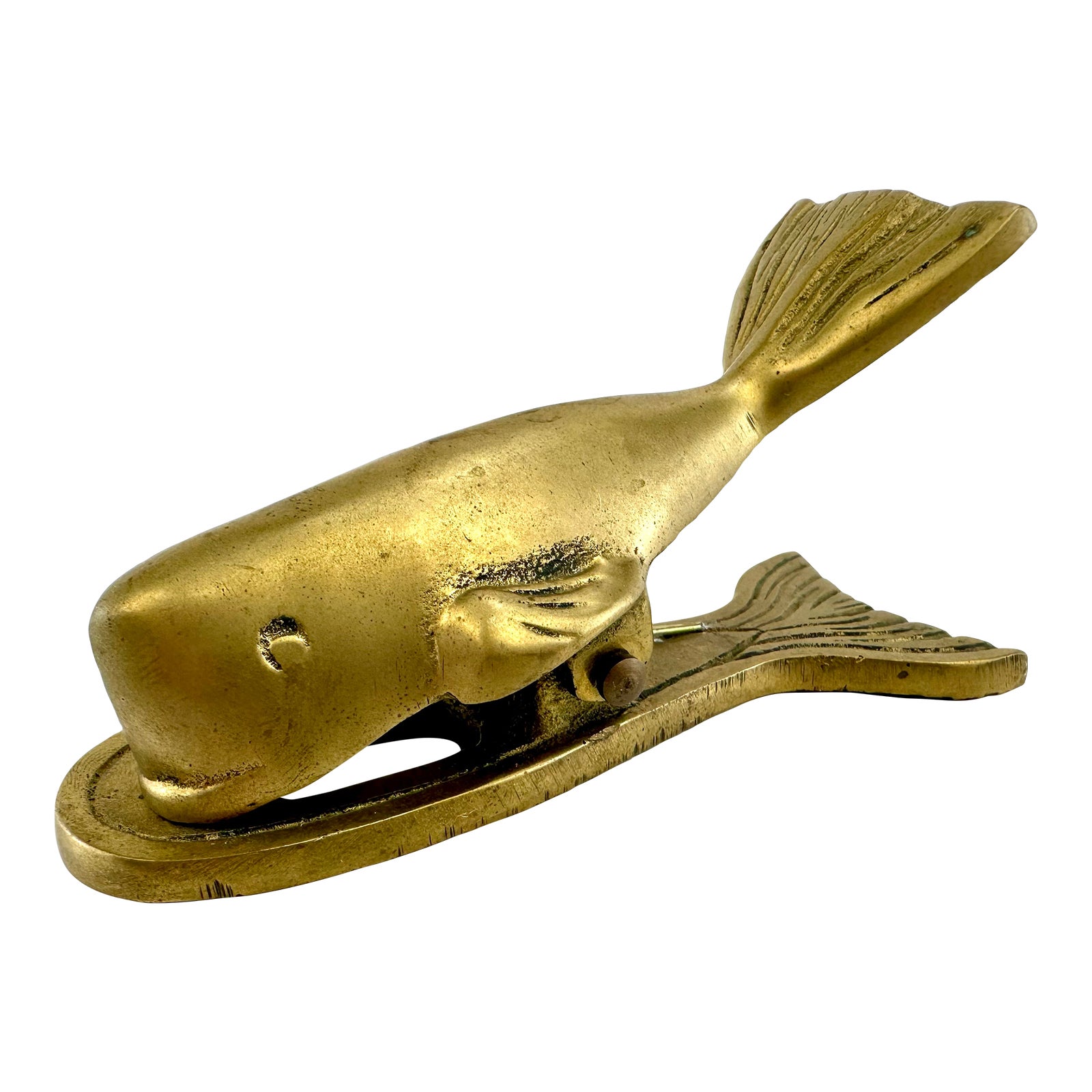 Vintage Mid Century Nautical Whale Brass Paper Clip | Chairish