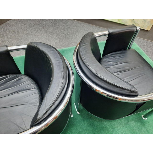 Vintage Italian Club Chairs in Leather, 1980s, Set of 2 For Sale - Image 12 of 14