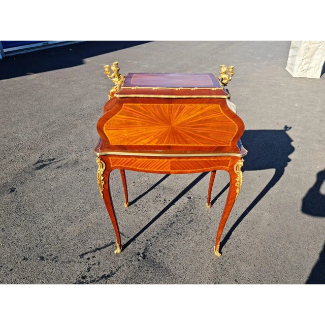 French Louis XV Style Gilt Bronze Writing Secretary Desk/ Table for Home and Office. For Sale - Image 11 of 12